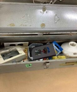 Metal tool box of electrical supplies