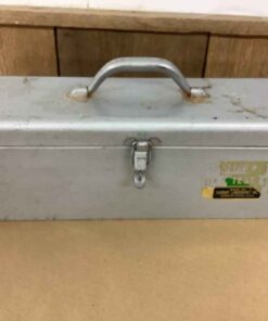 Metal tool box with plumbing supplies