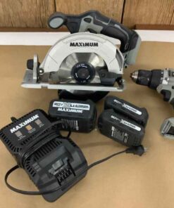 Maximum battery powered drill, saw, 3 20V batteries & charger