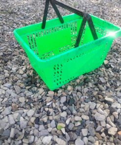 Green plastic shopping basket