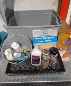 Storage tote ( no lid ) job lot with contents