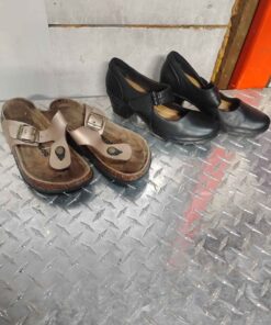 1 pair size 6 soft Mocs and 1 pair size 6 Clarke heels