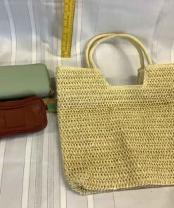 Straw Bag/Green Clutch/Leather Wallet