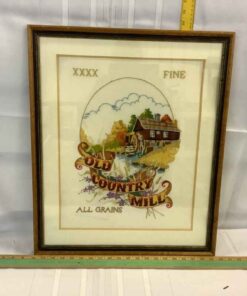 Framed “Old Country Mill” Cross Stitching
