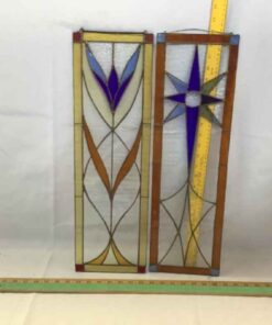 Pair of Stained Glass Panels 7” x 23”