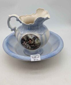 Wash Basin and pitcher with Victorian scene