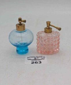 Vintage Pink and Blue art glass perfume atomizers