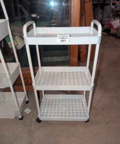 Tiered rolling cart with perforated shelves