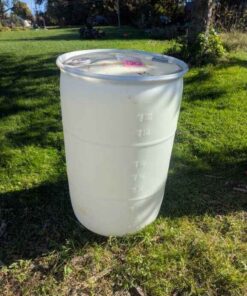 White poly barrel with lid