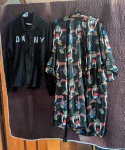 DKNY sport zipper front hoodie (L) and Tasmanian Devil house coat