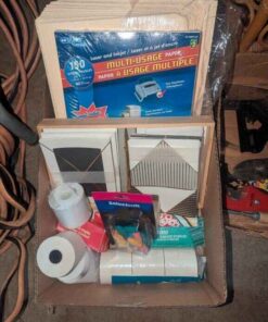 Stationary, calculator paper rolls, erasers, staples, etc