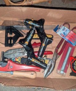 Framing clamps, tin snips, measure tape, etc