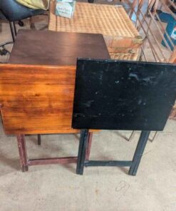 Trio of wooden folding TV tables