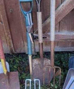 Garden shears, spade and forks