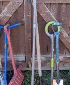 Pitch fork and garden rake