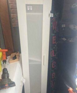 White Tower cabinet with opaque door inset